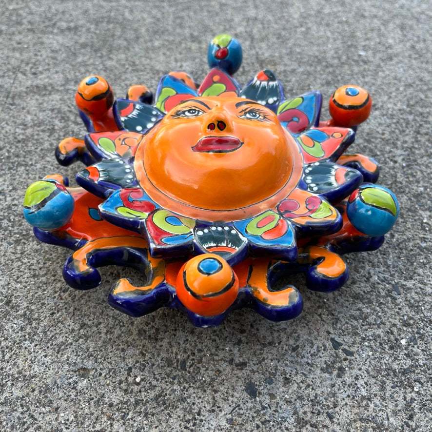 Talavera wall sunface with planets bottom view