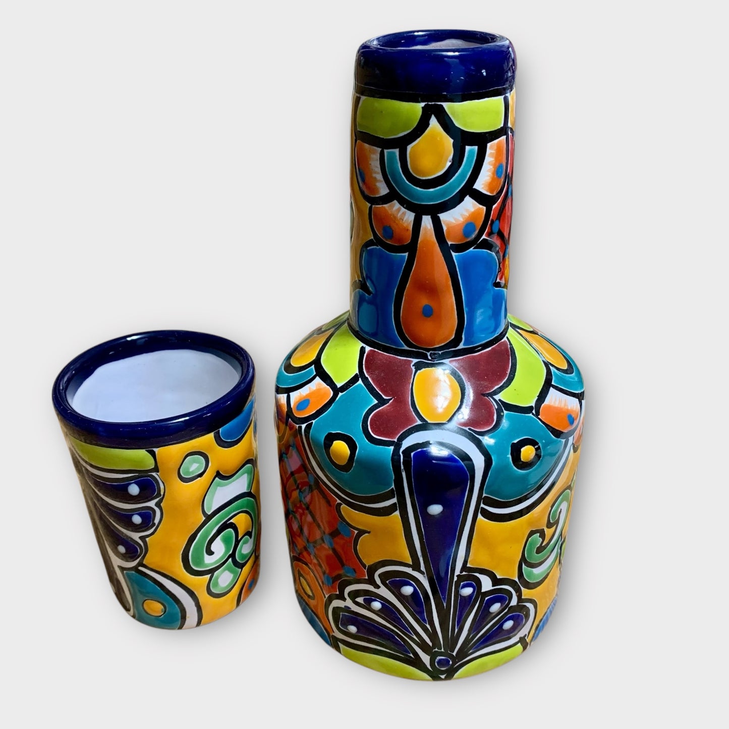 Talavera water jug with cup off top