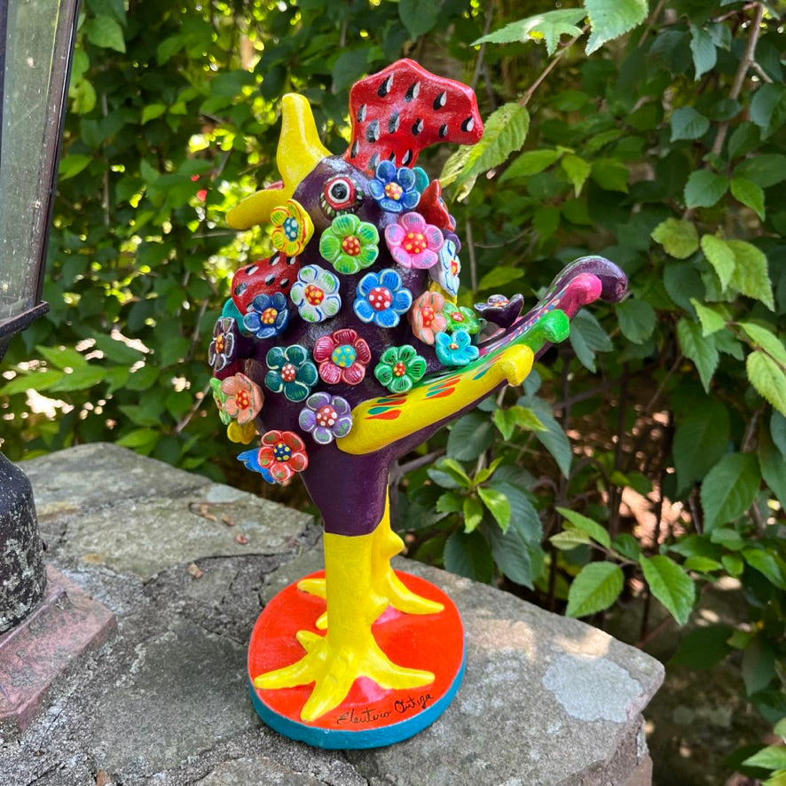 Ortega Floral Rooster Folk Art side two'