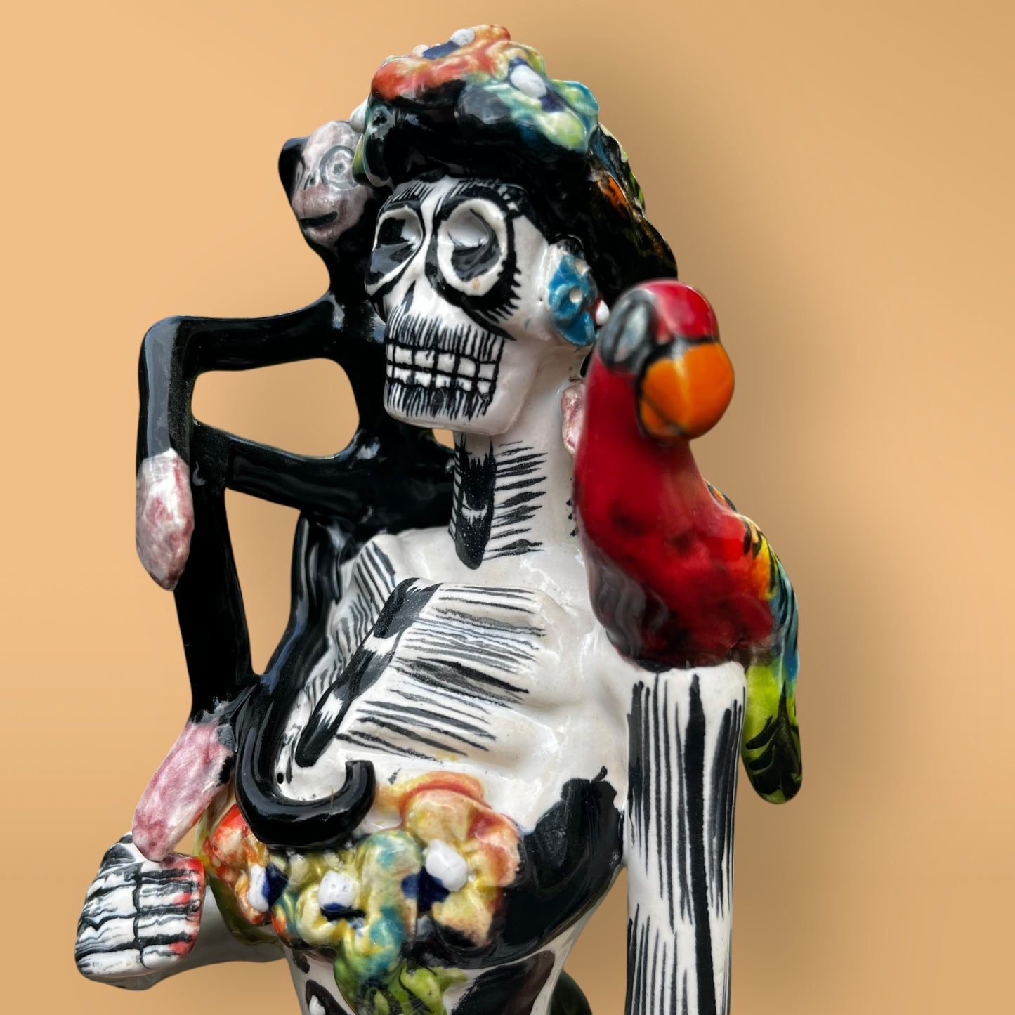 Mexican Talavera Frida and friends parrot