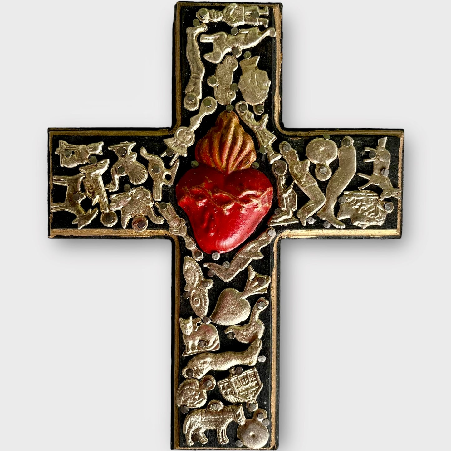 Milagros Wood Sacred Heart Cross