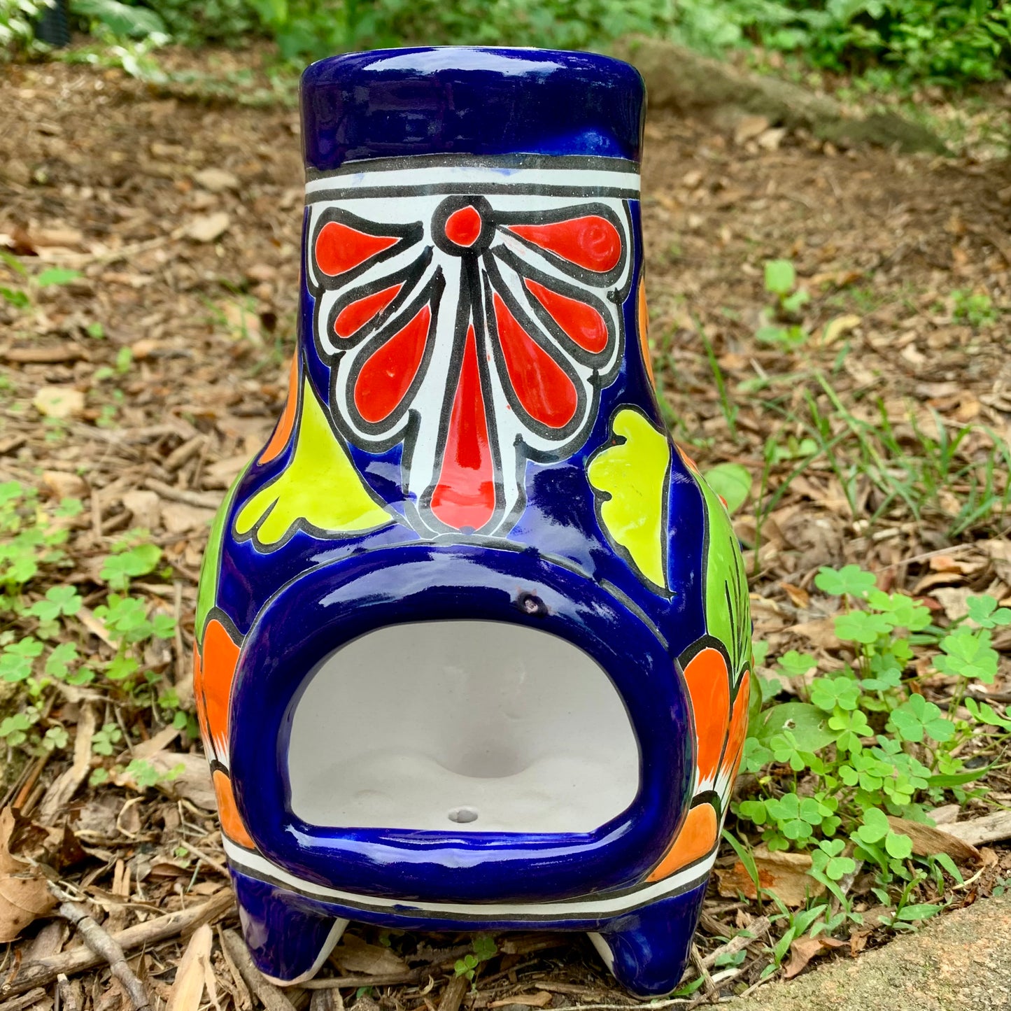 Talavera Chimenea candle holder cobalt one
