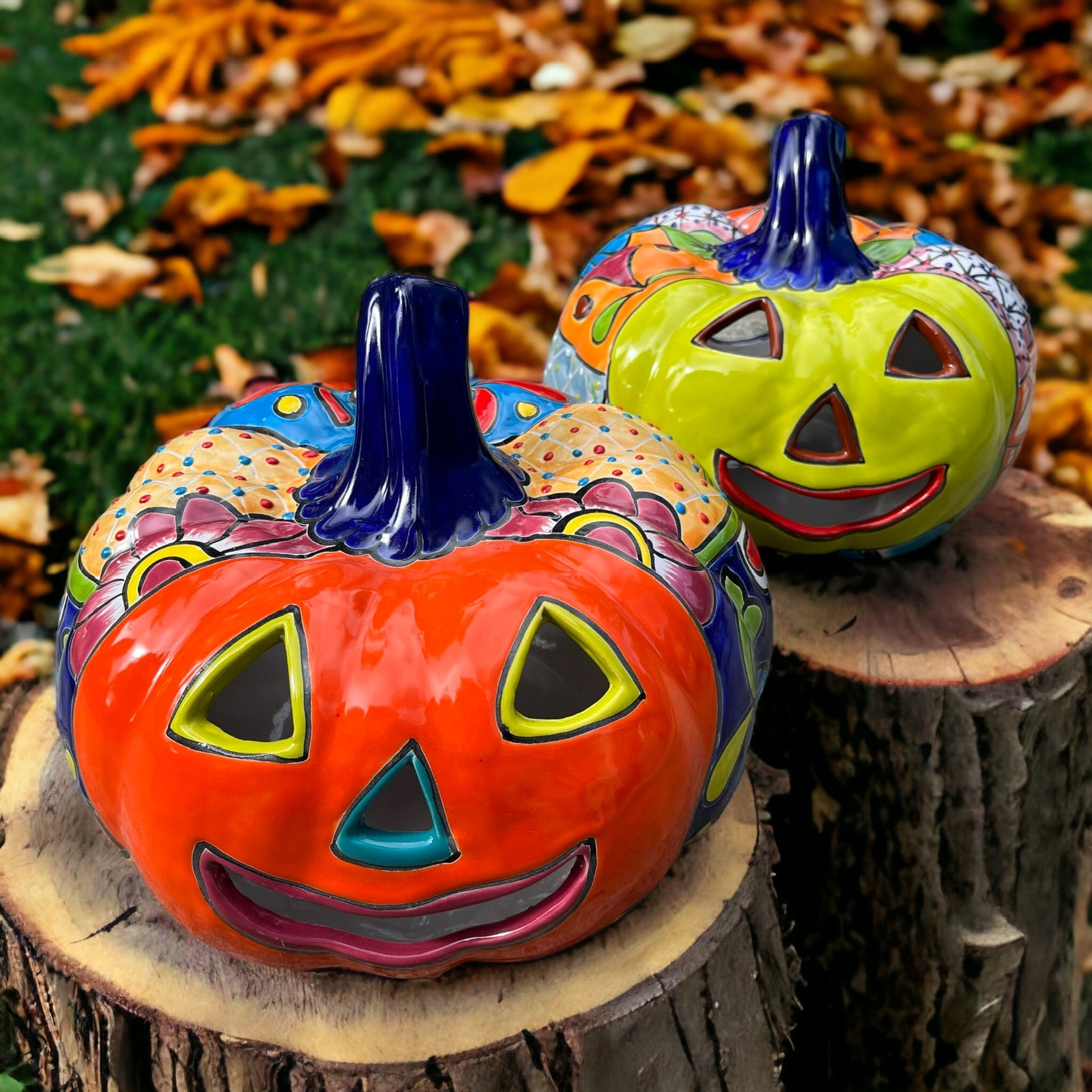 Mexican Talavera Gordo Pumpkin Calabaza JOL l Halloween JOL | MexDecor