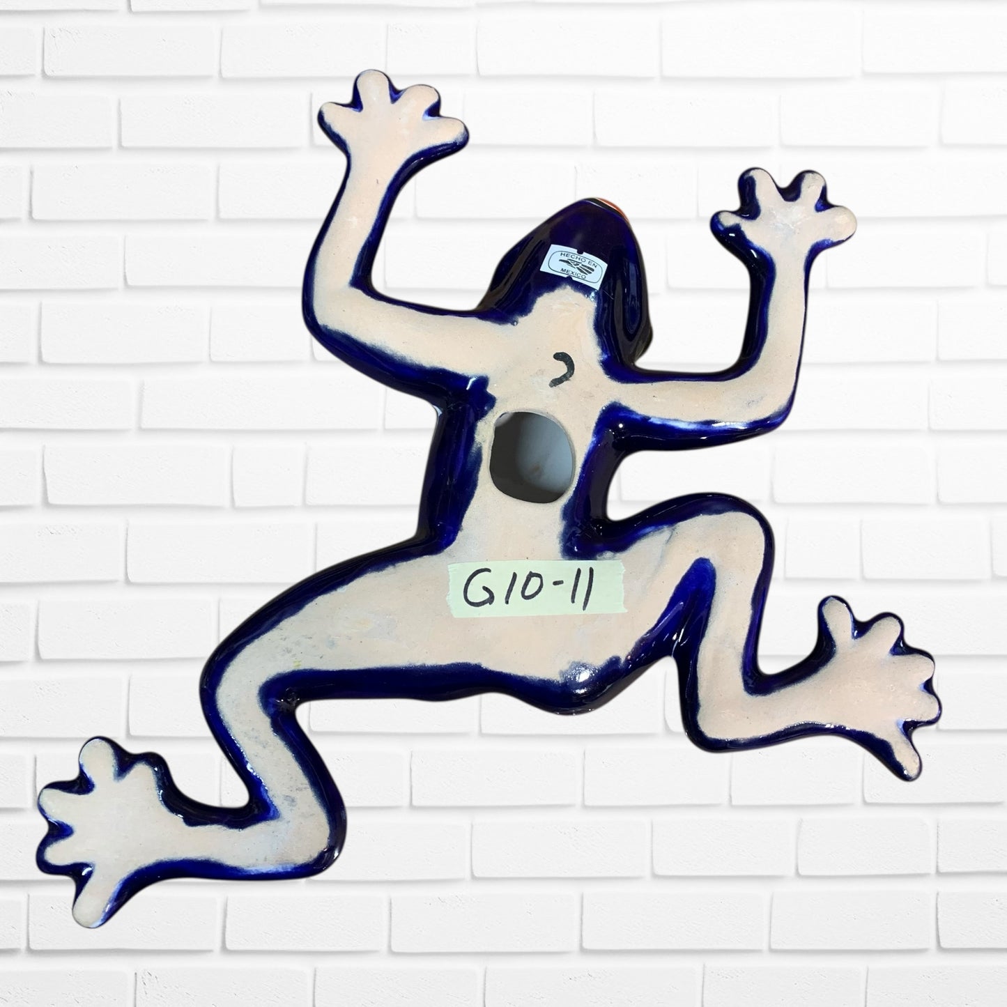Talavera wall frog Gordo in azul cobalt Back