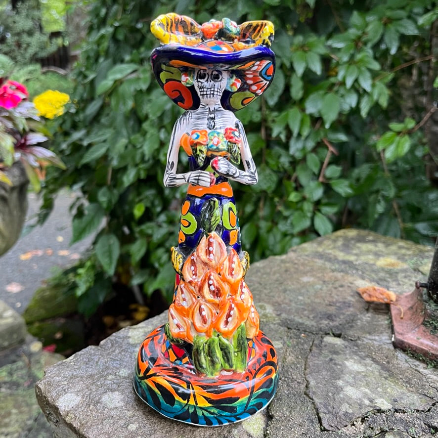 Talavera Mexican Catrina Doll with Calla Lily