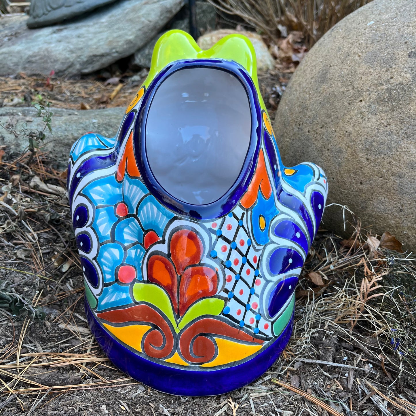 Mexican Talavera Frog Rana Planter back