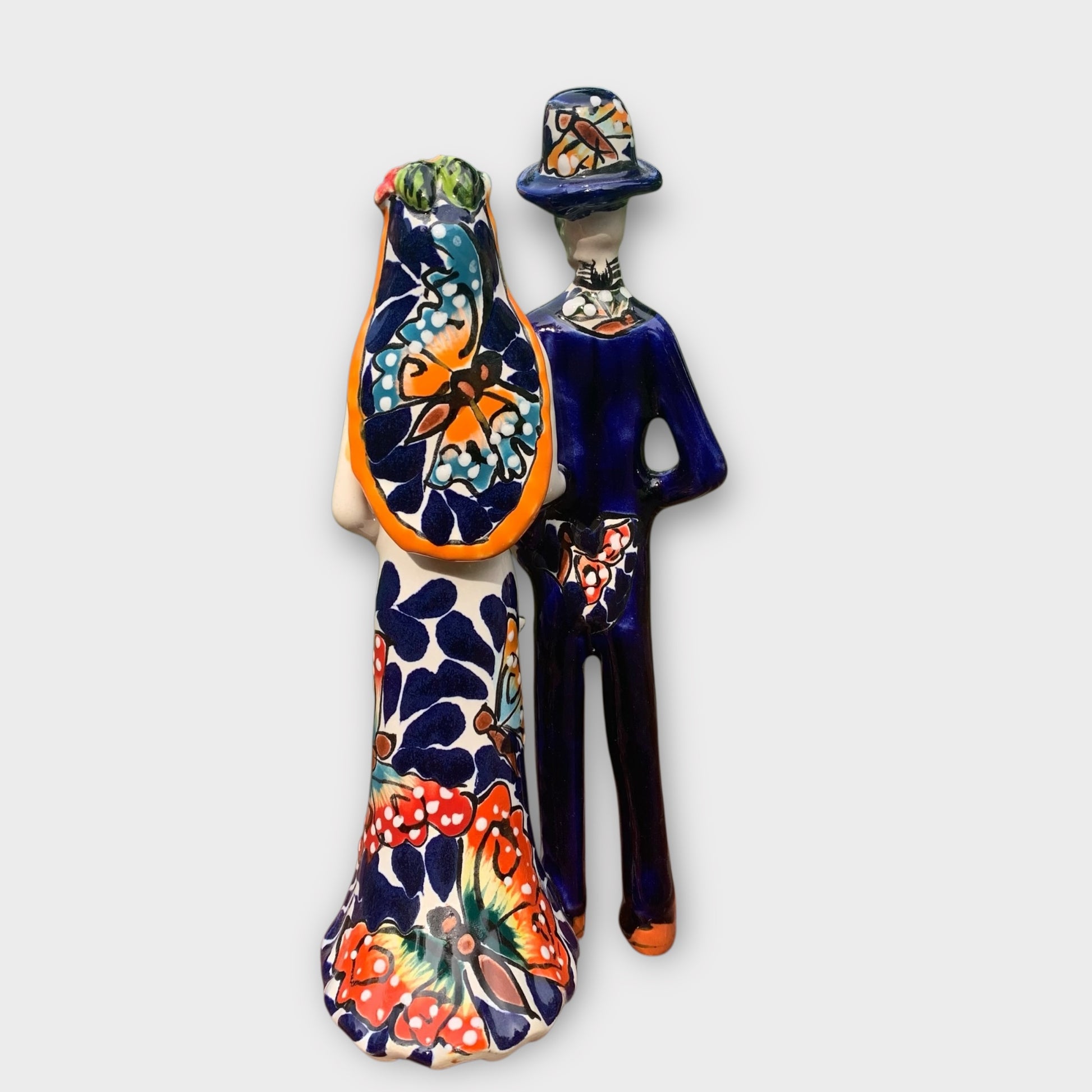 Talavera Catrina bride and groom Chico back