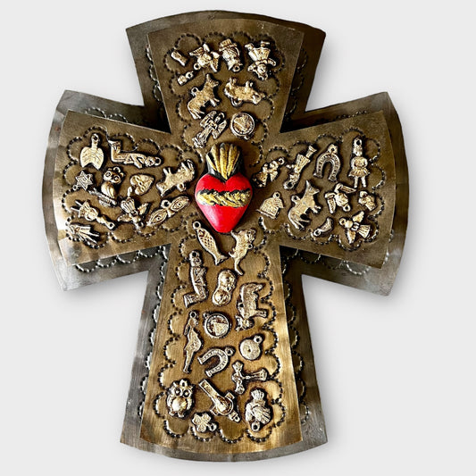 Milagros Tin Cross Sacred Geart