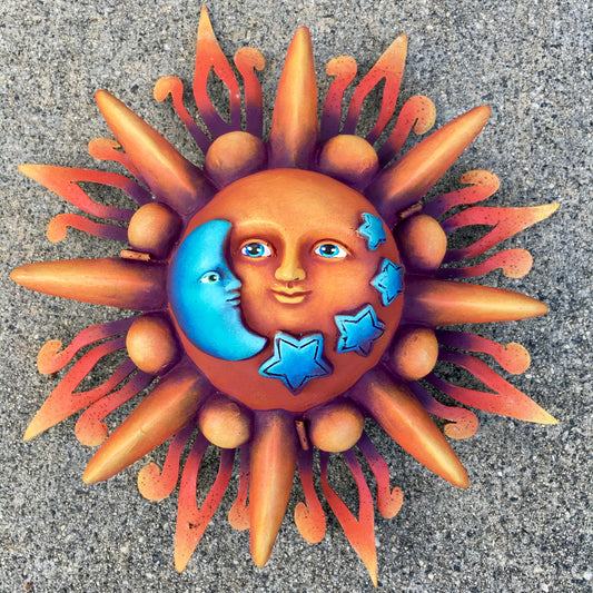 Metal Crafted Sun, Moon and Stars Bronze