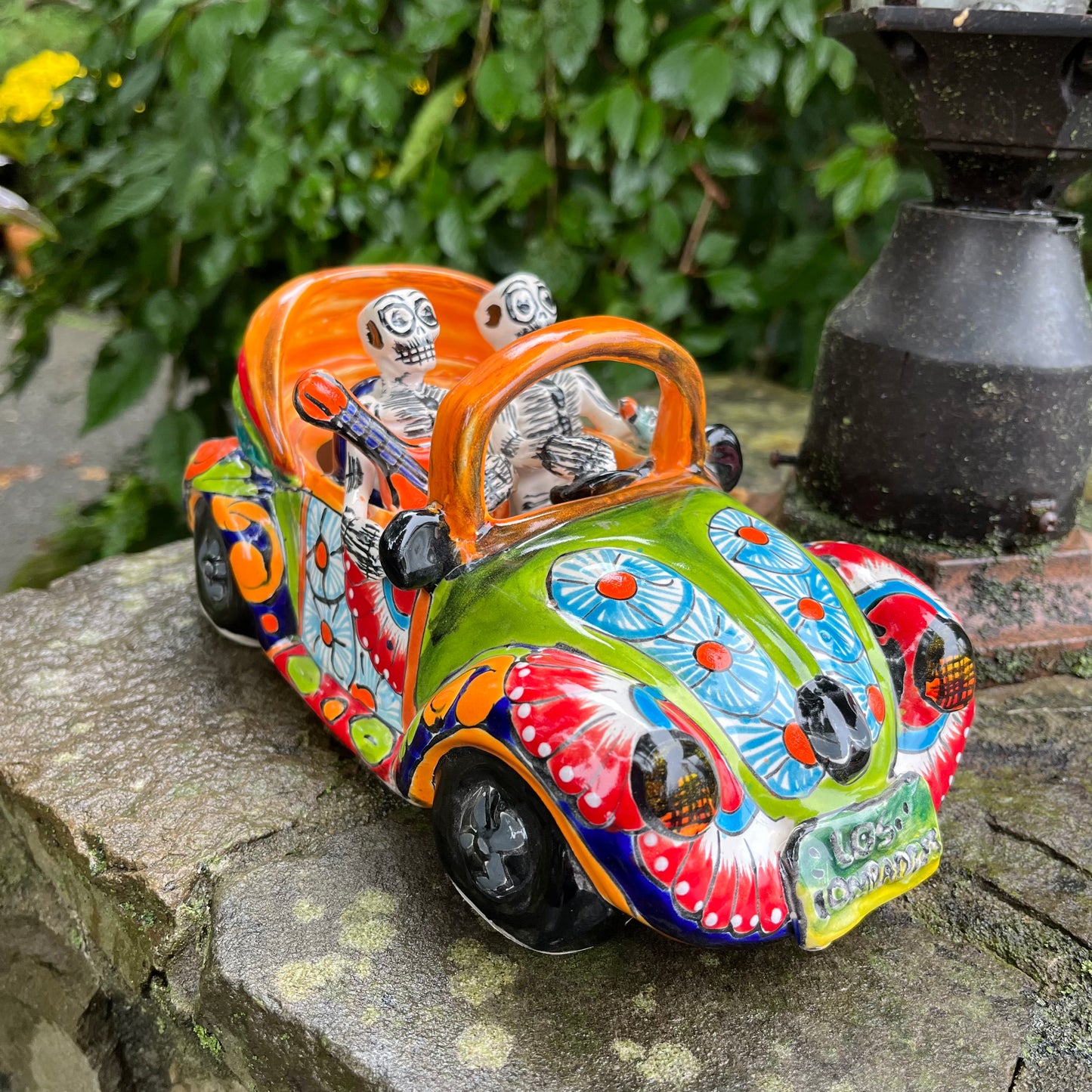 Mexican talavera catrinas convertible car