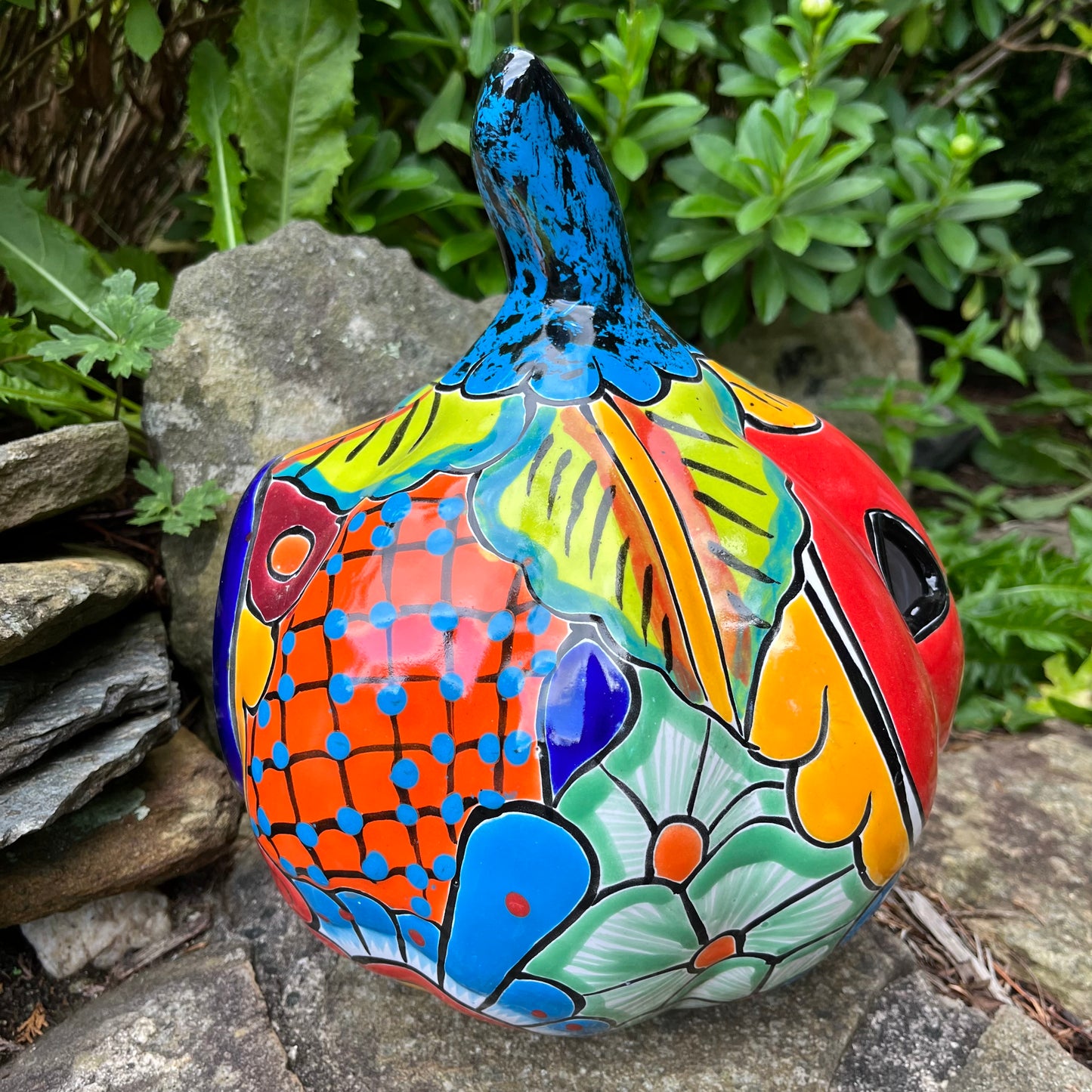 Mexican Talavera pumpkin grande side