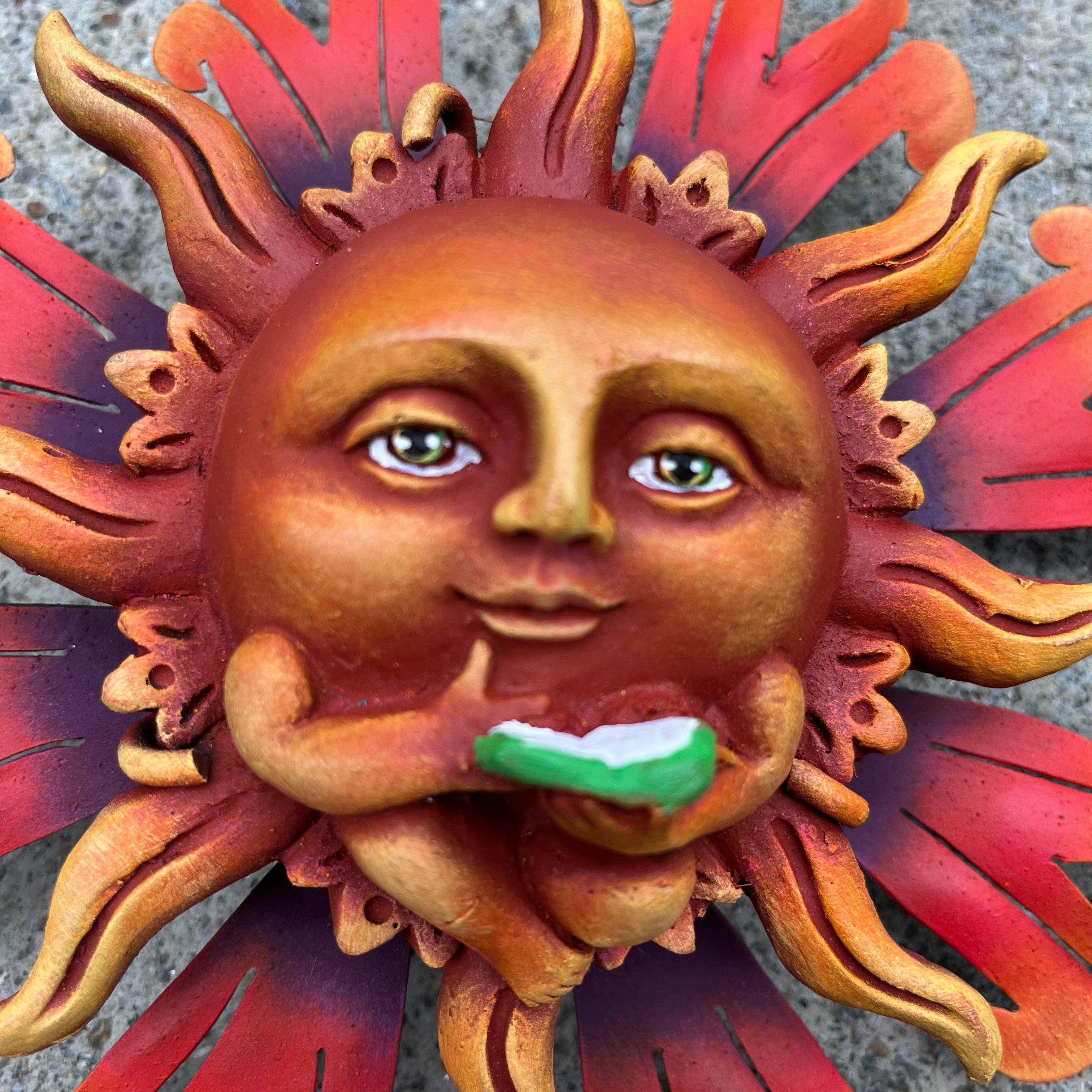 Sun playing guitar Sculpture - Mexican Handcrafted Wall Art | MexDecor