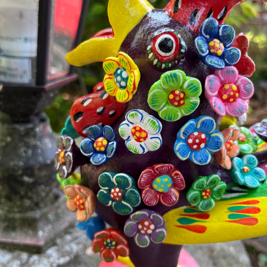 Ortega Floral Rooster Folk Art flowers