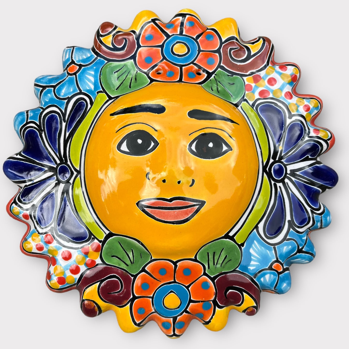 mexican talavera sun face 9 inch
