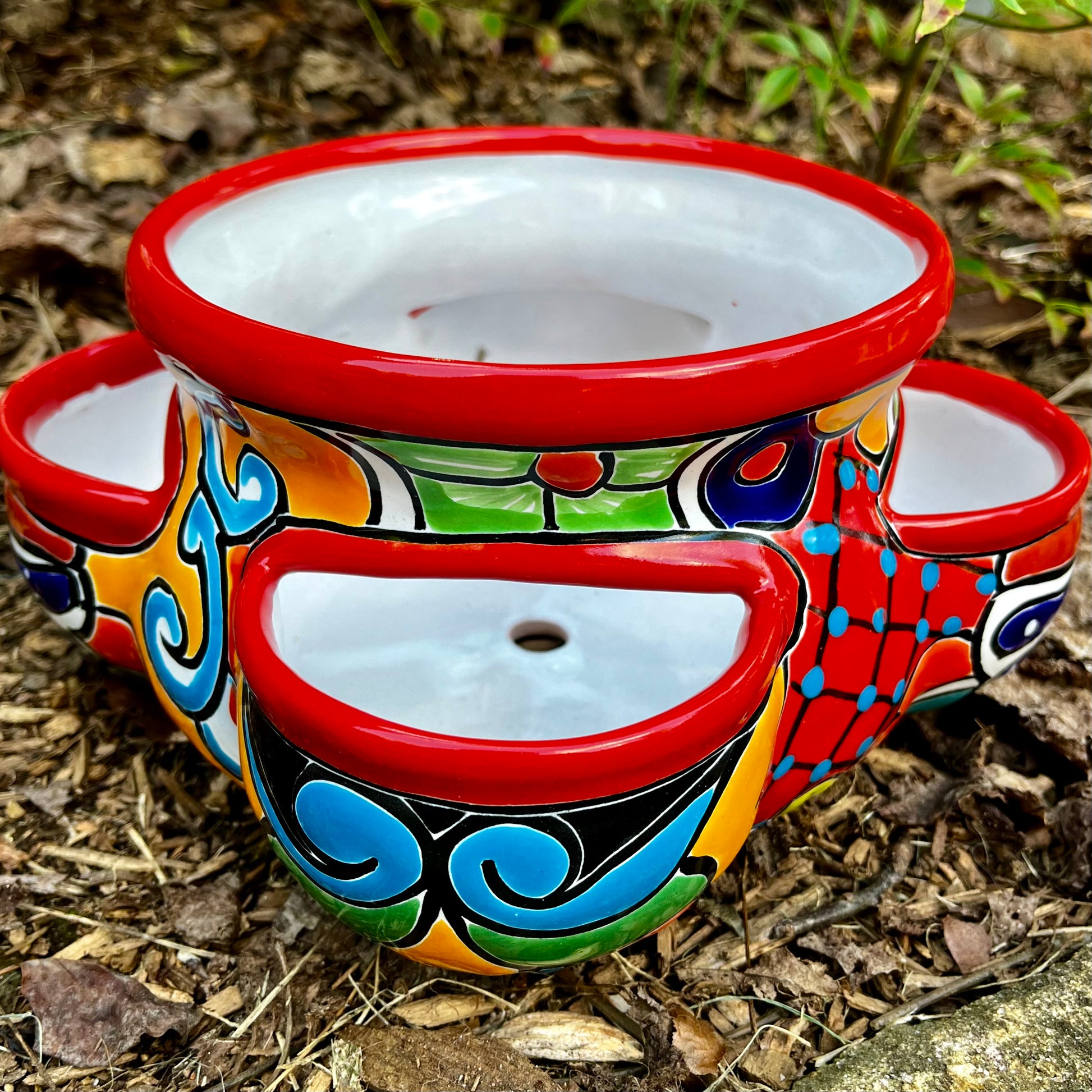 Talavera strawberry or herb pot planter