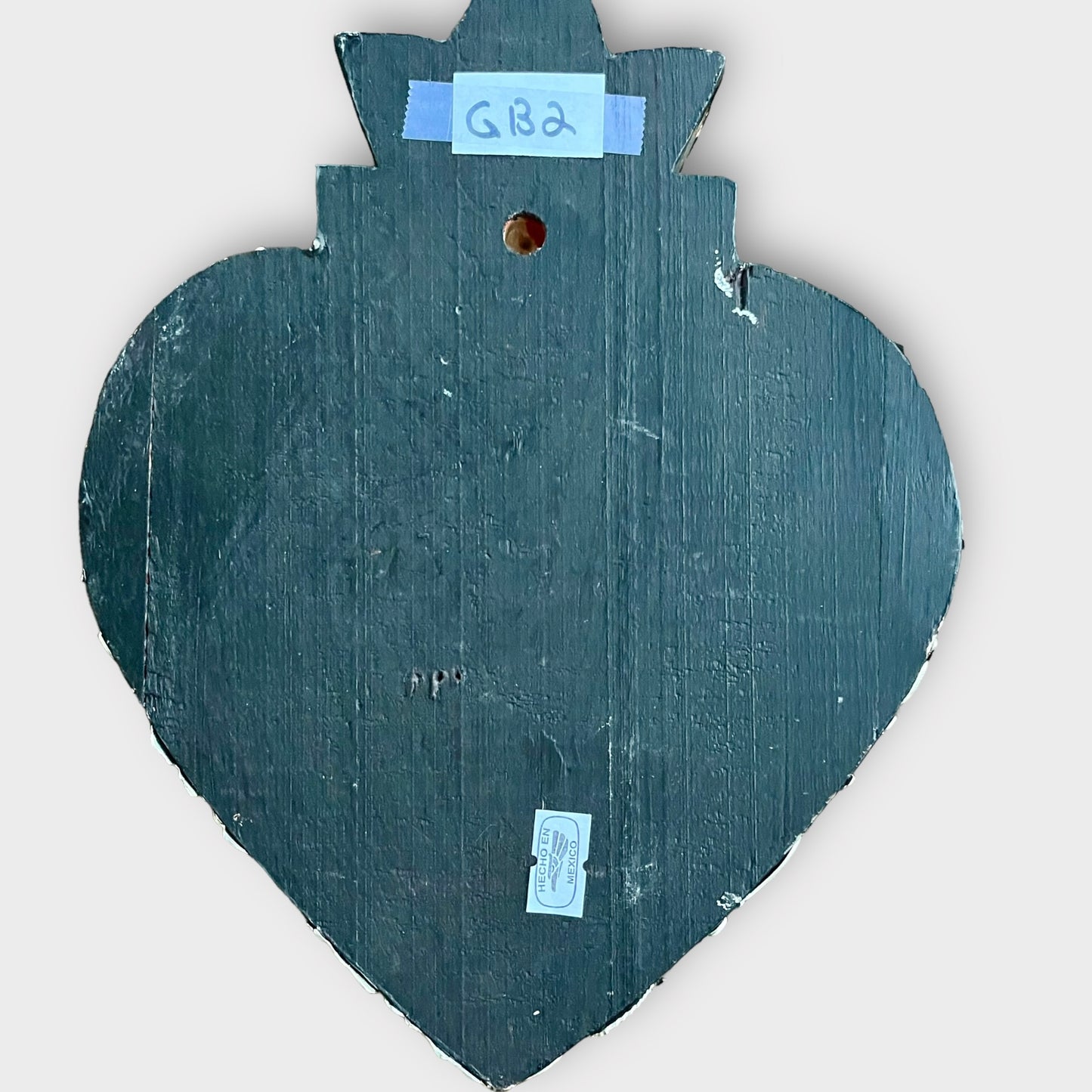 Mexican Wood Milagros charm Heart Corazon back