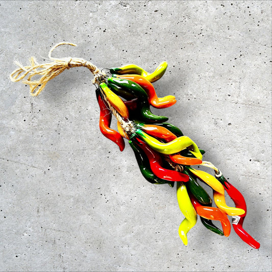 Curly multicolored chili peppers