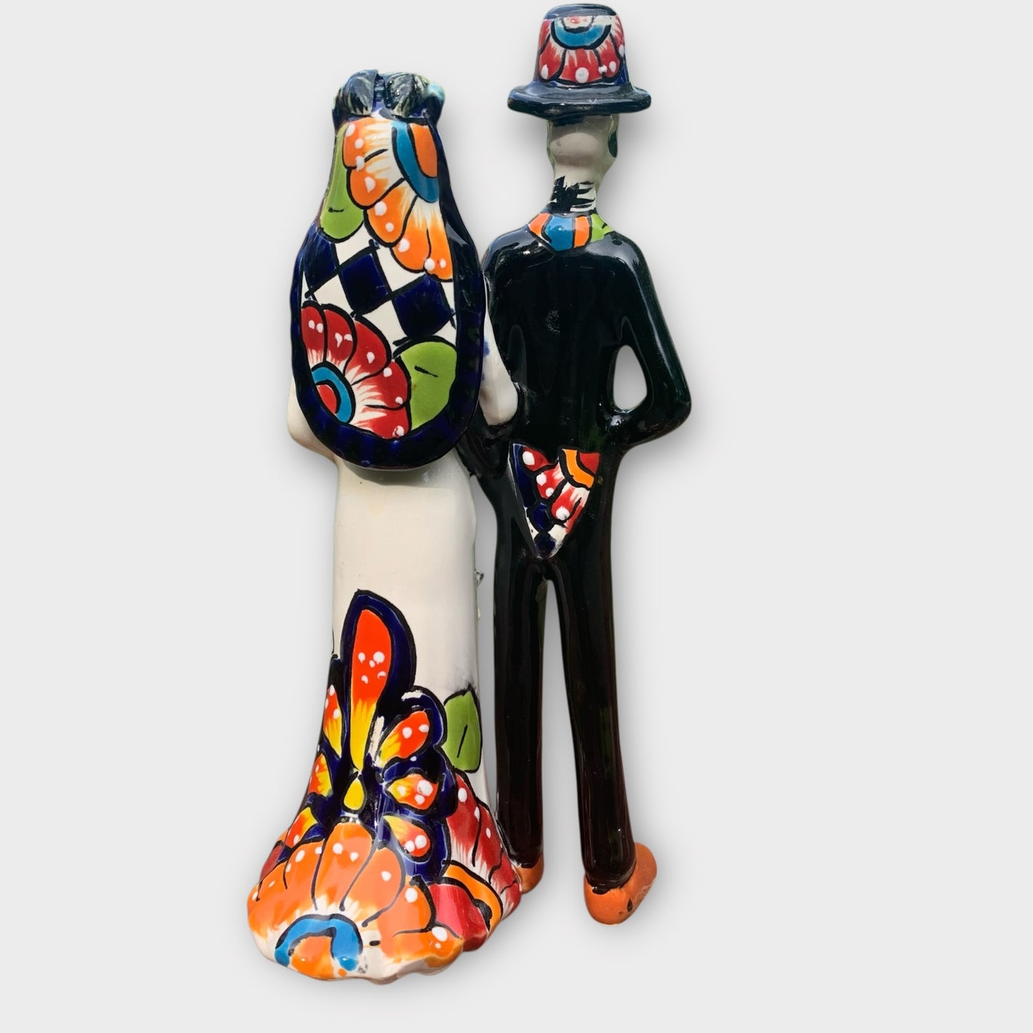 Talavera Catrina bride and groom Chico back