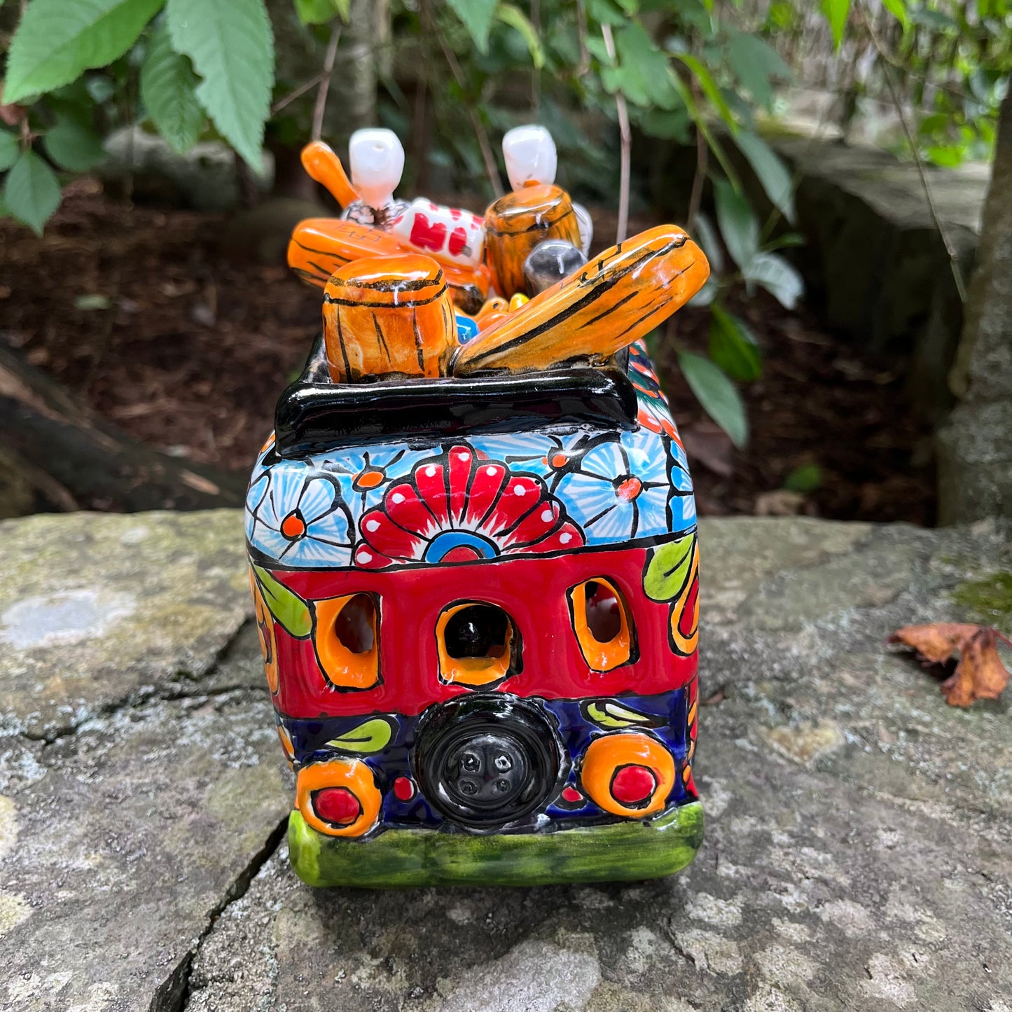 Mexican catrina transport bus talavera back