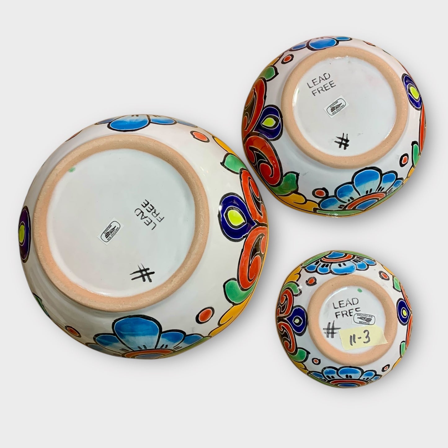 Mexican Talavera Nesting bowl set Amarillo bottom