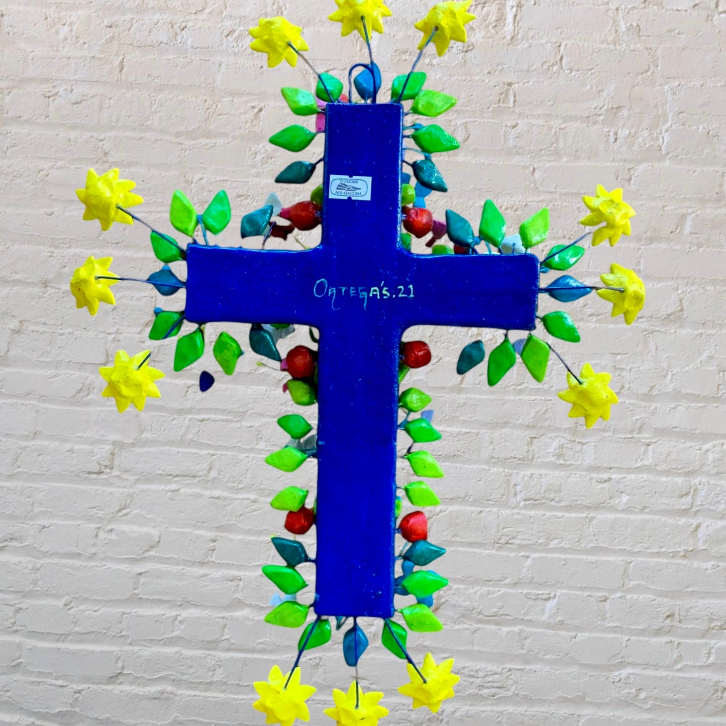 Ortega Folk Art Cross signed back