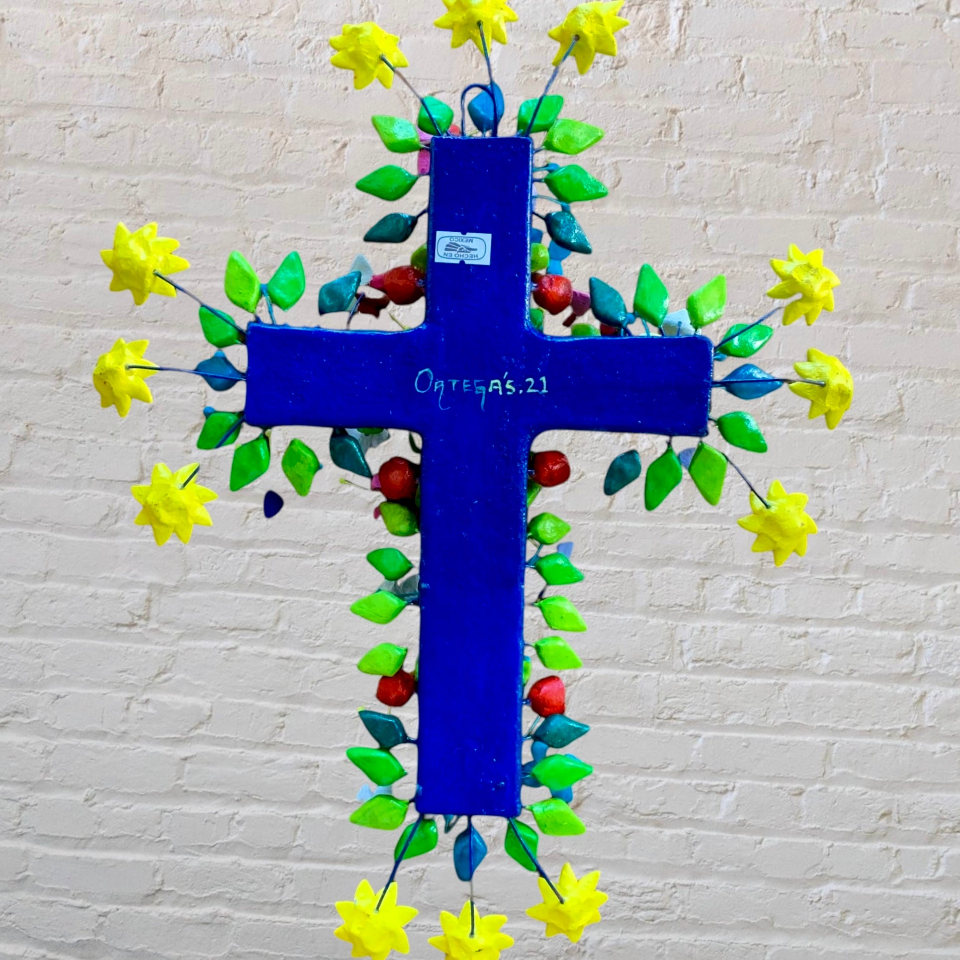 Ortega Folk Art Cross signed back