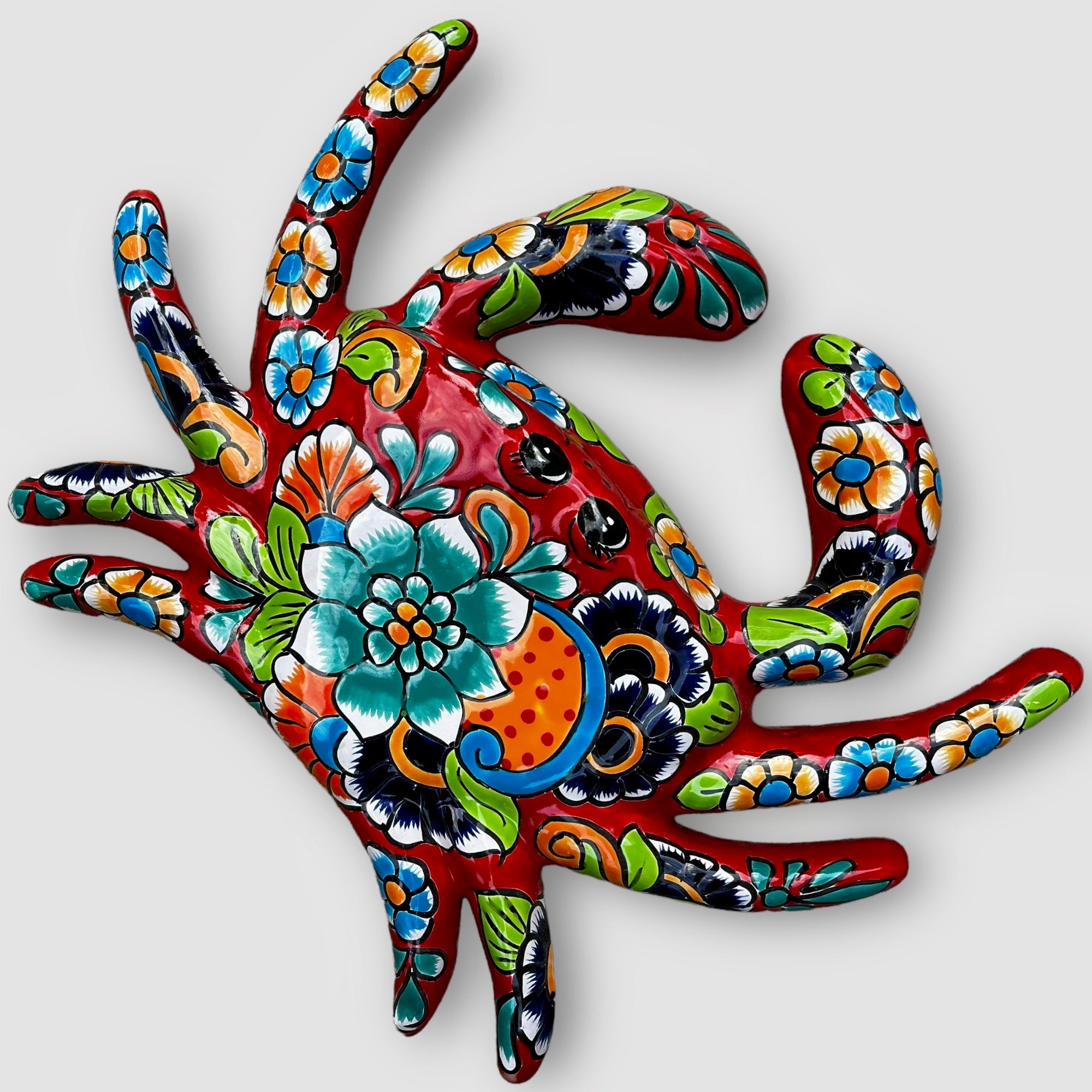 Talavera Crab 2pc set Cute Animal Mexican Pottery Handmade Indoor Outdoor Hand Painted store Home Decor 6.75