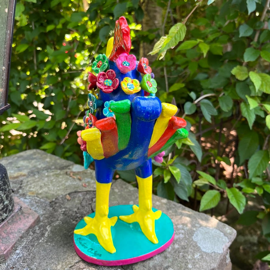 Ortega Floral Rooster Folk Art back