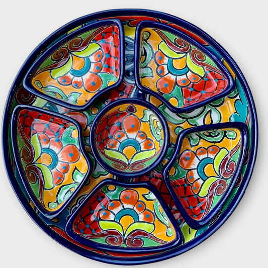 Mexican Talavera sectional serving dish Top