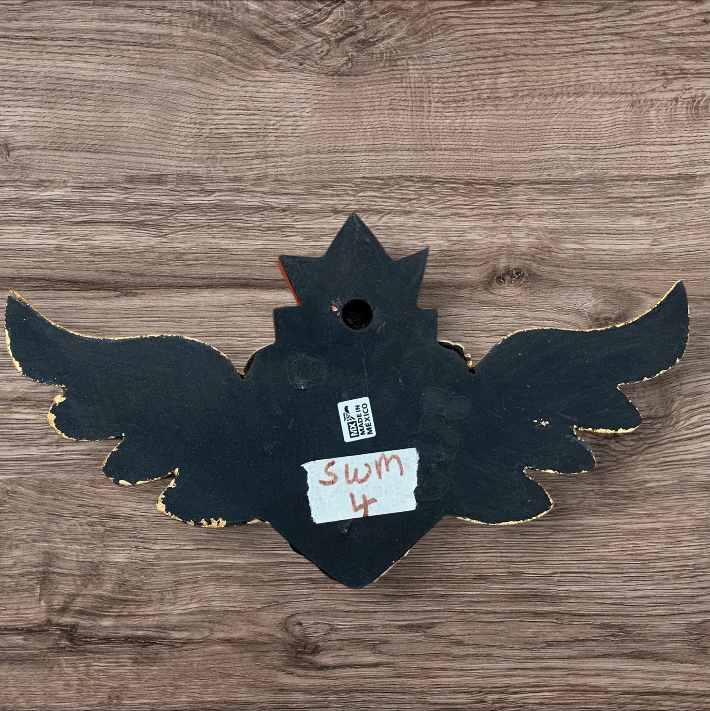 winged milagros heart back with hanging hole