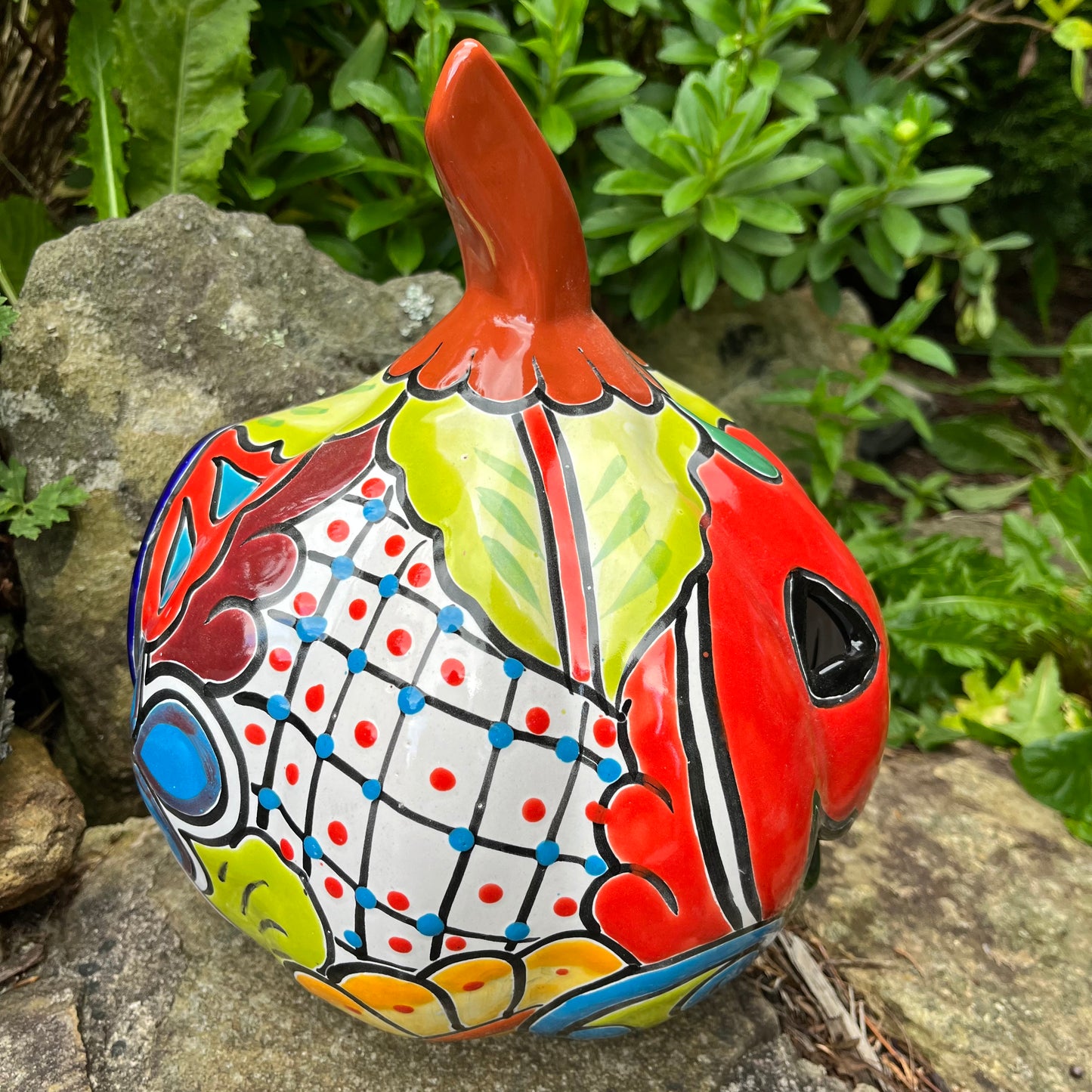 Mexican Talavera pumpkin grande side