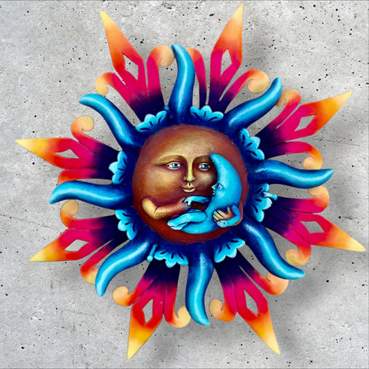 Peaceful sun holding moon