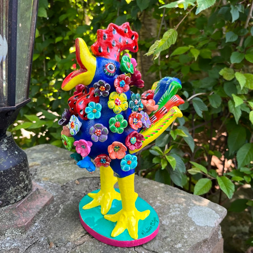 Ortega Floral Rooster Folk Art side
