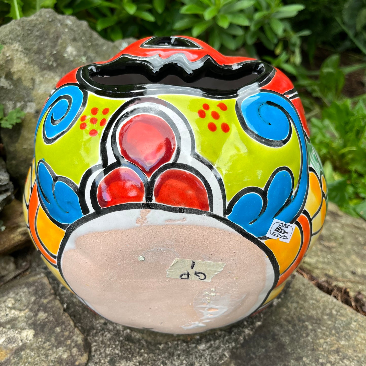 Mexican Talavera pumpkin grande bottom