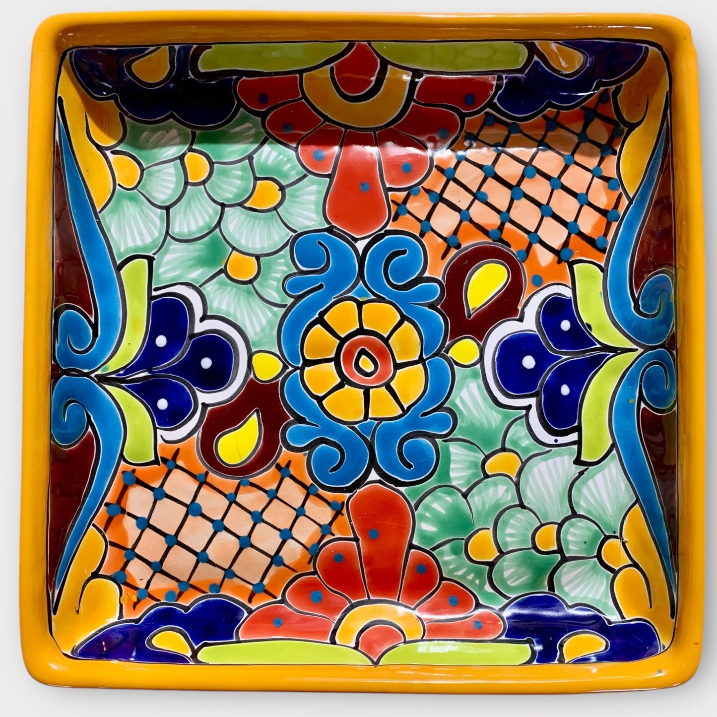 Mexican Talavera sectional square serving dish outer plate