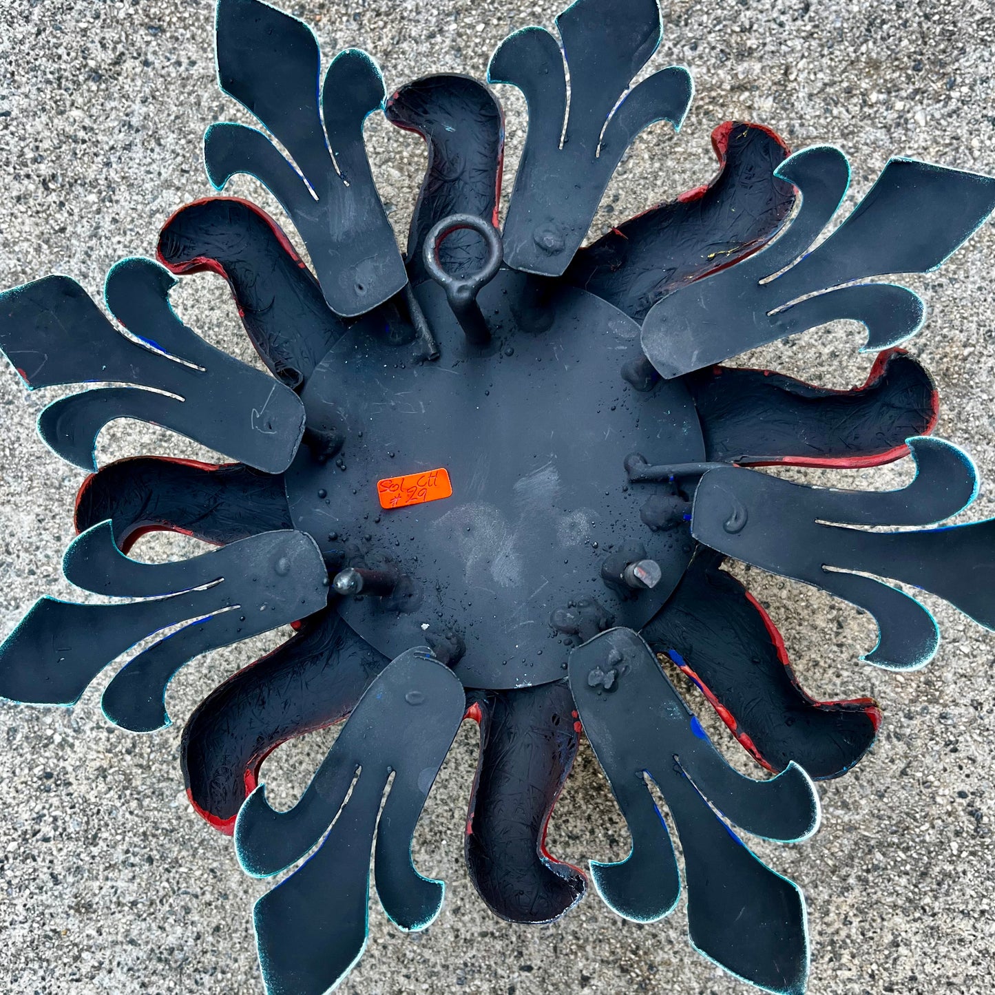 Sun and pink moon holding hands wall art back