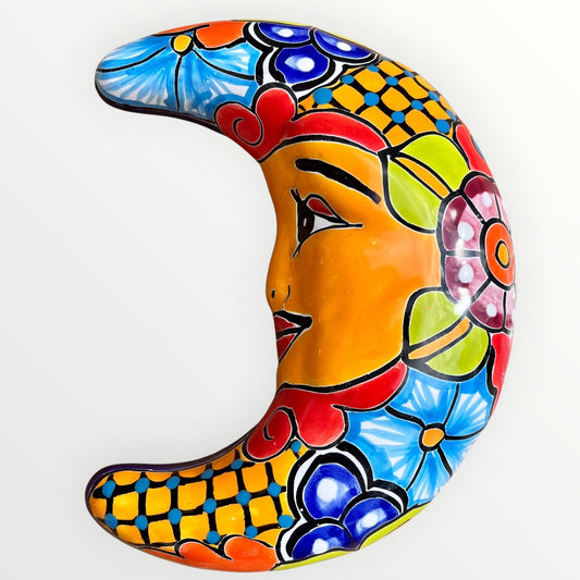 Mexican Talavera Moon wall peace front view