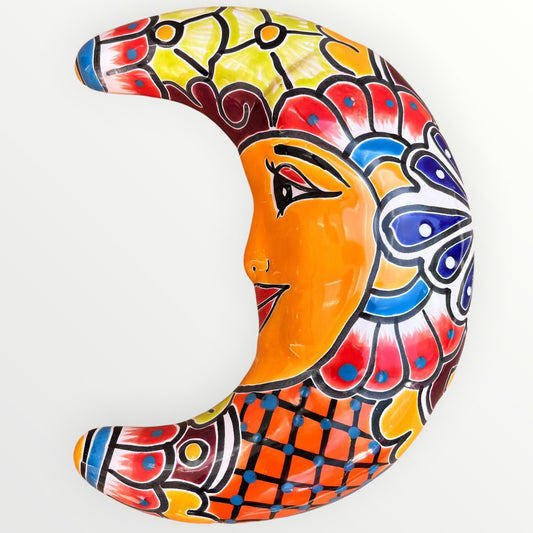 Mexican Talavera moon wall art front view