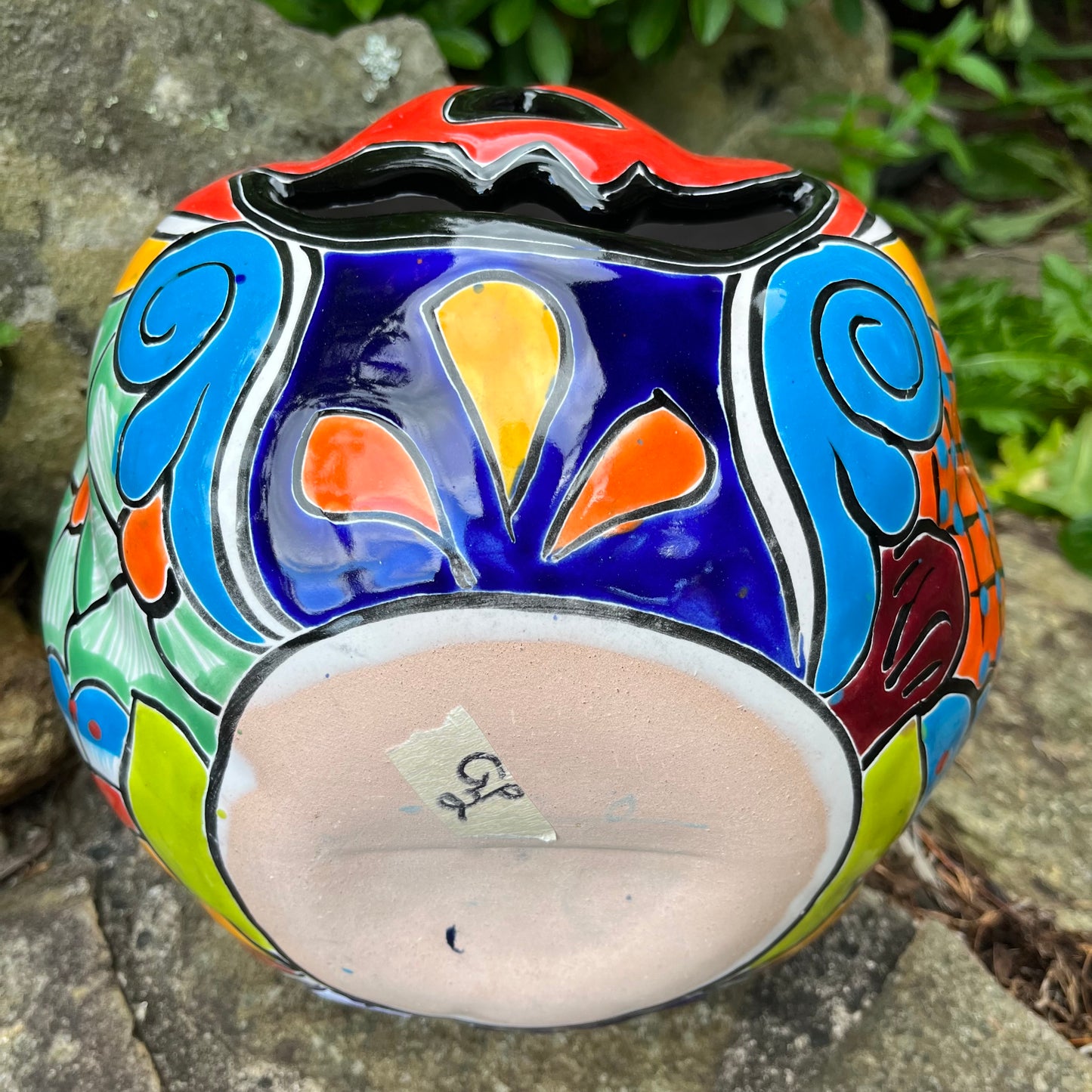 Mexican Talavera pumpkin grande bottom