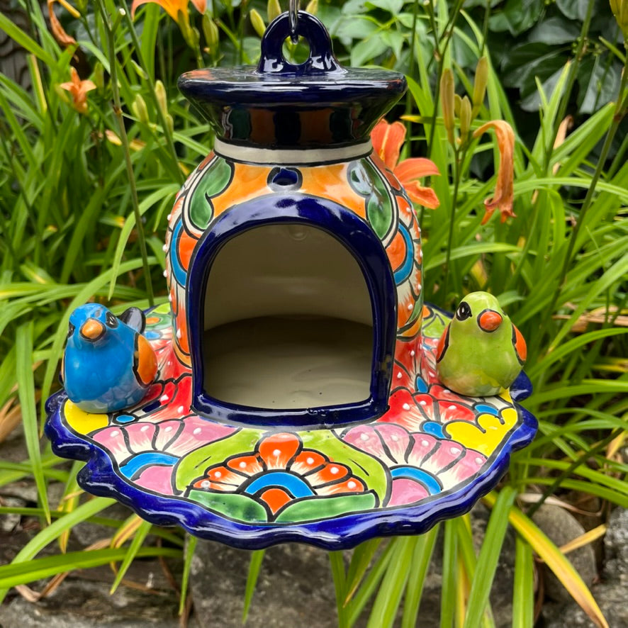plant pot bird house Mexican Talavera Pottery Bird House - Ceramic Pajaro Casa