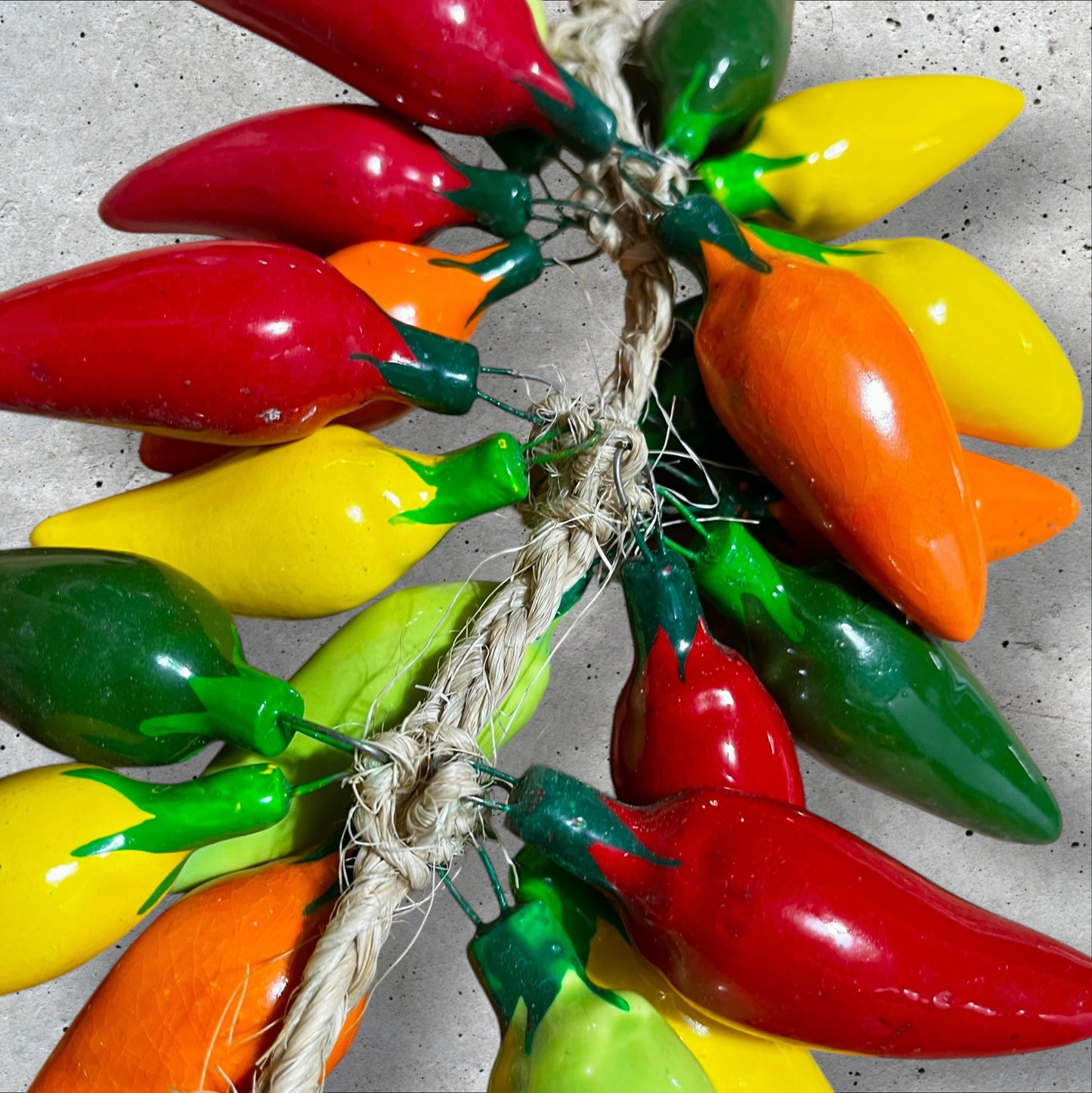 Jalapeño pepper multi color ristra attached