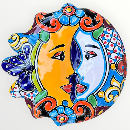 Mexica Talavera Sun and moon profile wall art