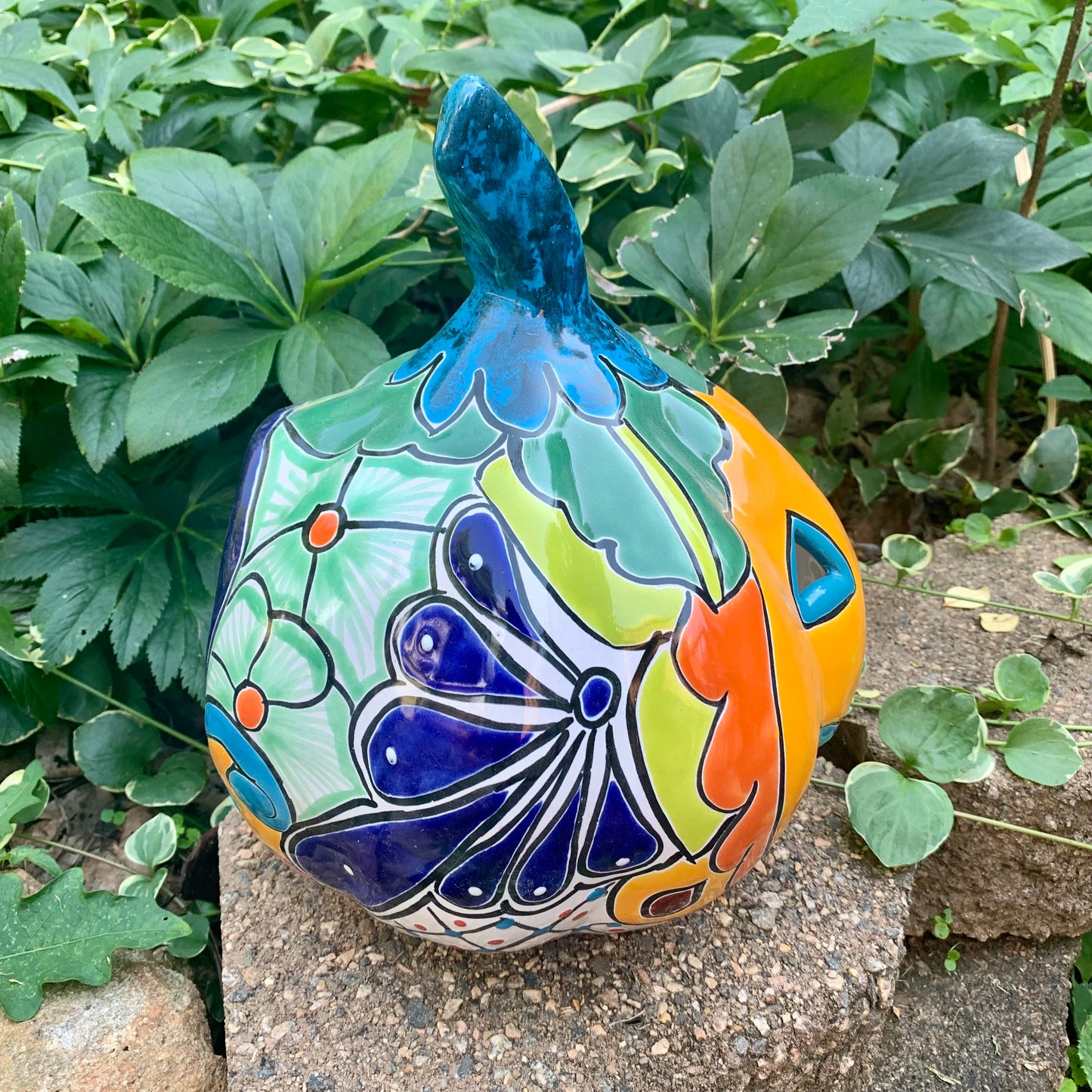 Mexican Talavera pumpkin JOL left side