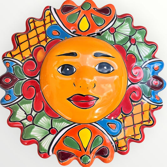 Mexican Talavera sun face wall art