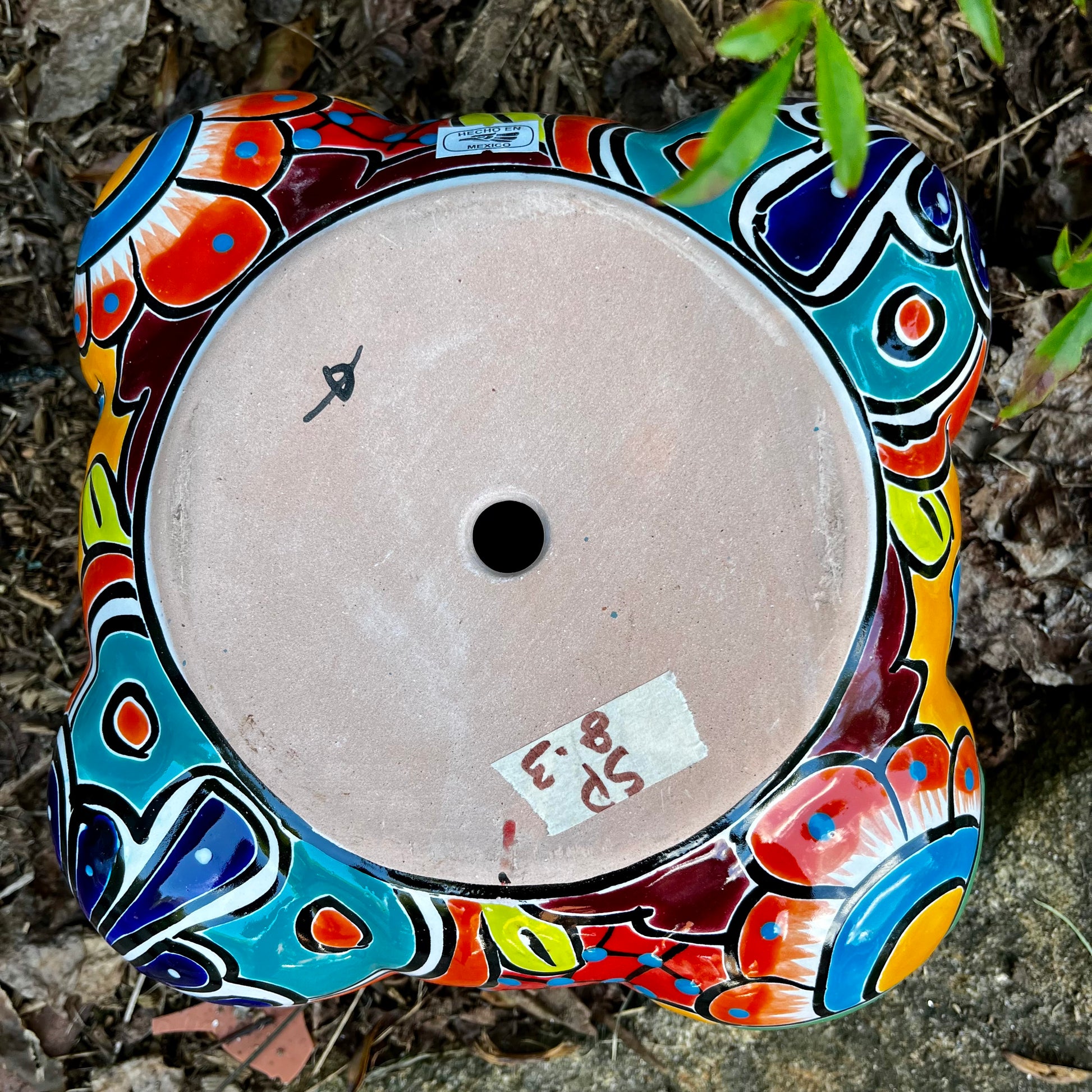 Talavera strawberry or herb pot planter bottom