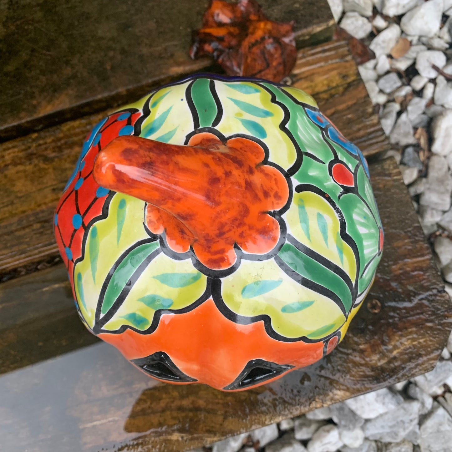 Mexican Talavera pumpkin JOL Top