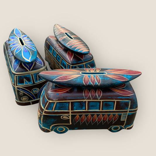 VW Surfer Bus Piggy Bank Red Design