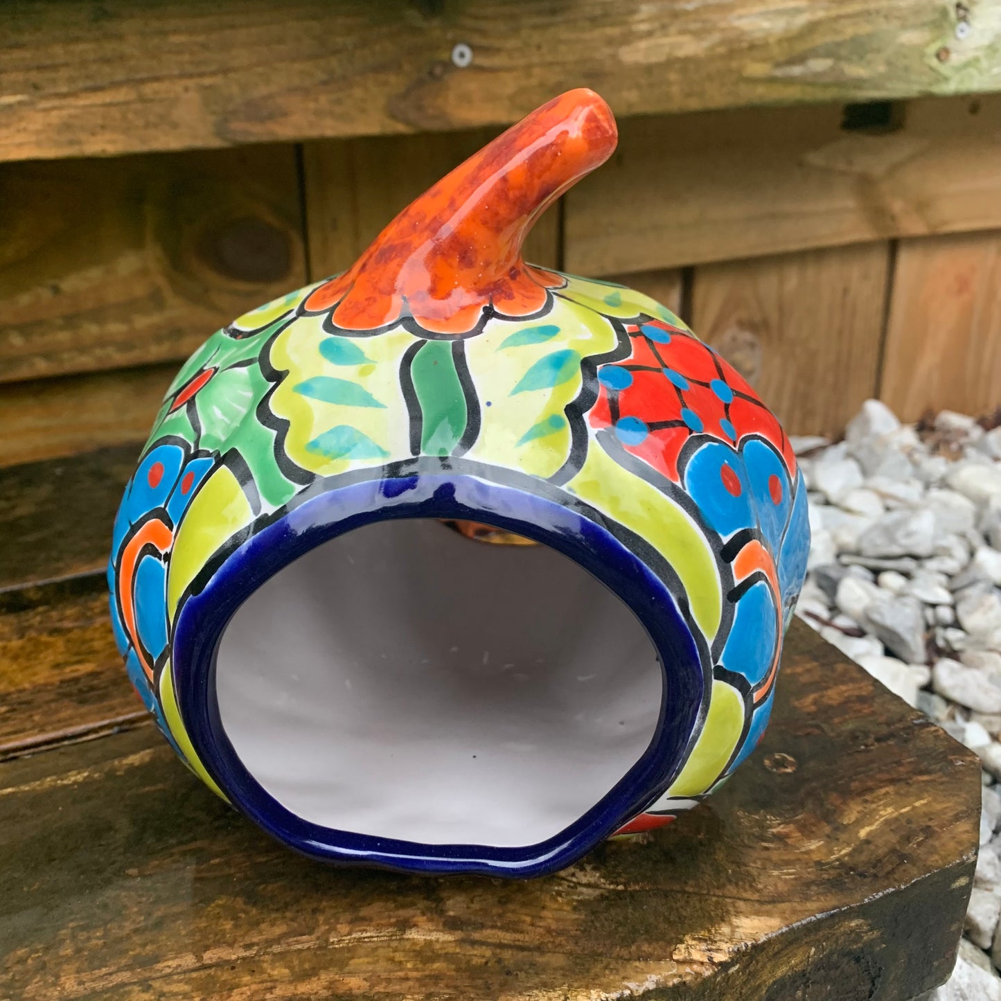 Mexican Talavera pumpkin JOL back
