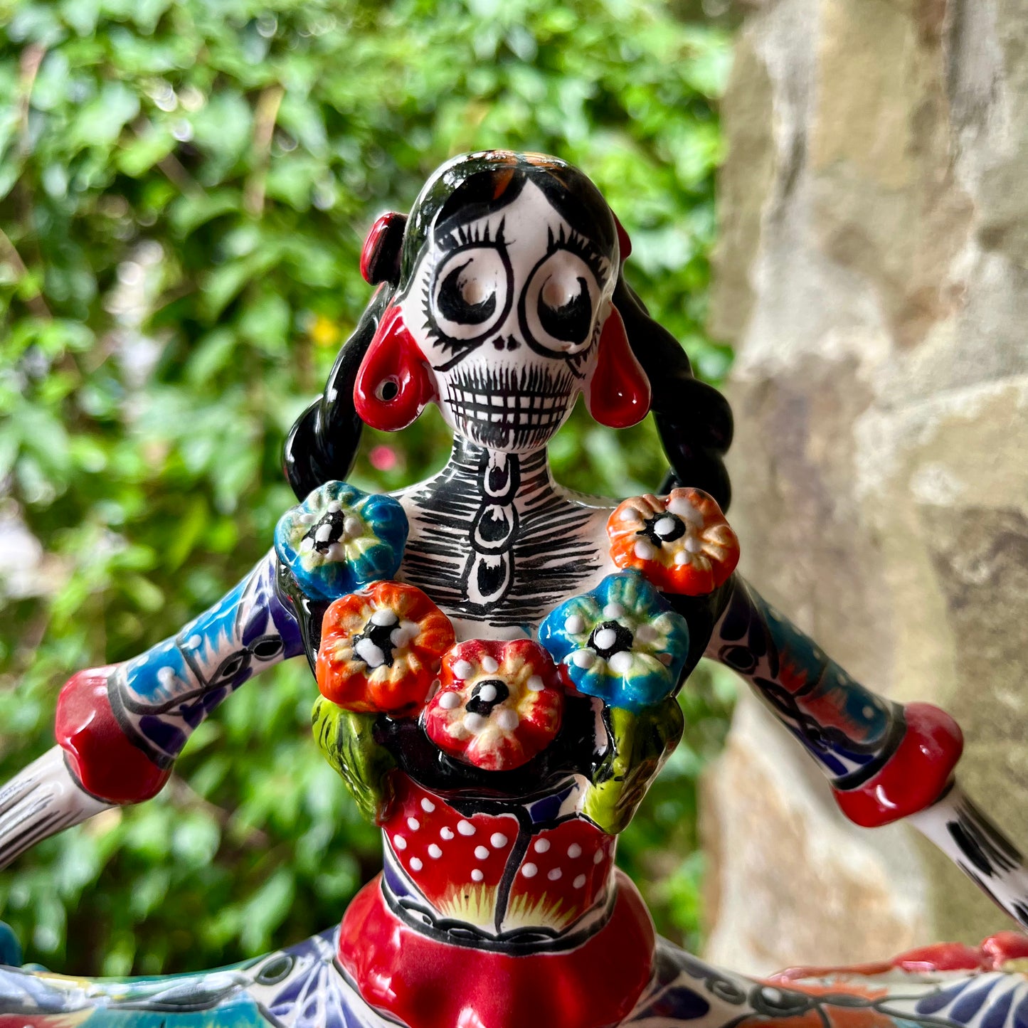 Talavera Mexican Catrina Ballerina Dancer Doll face