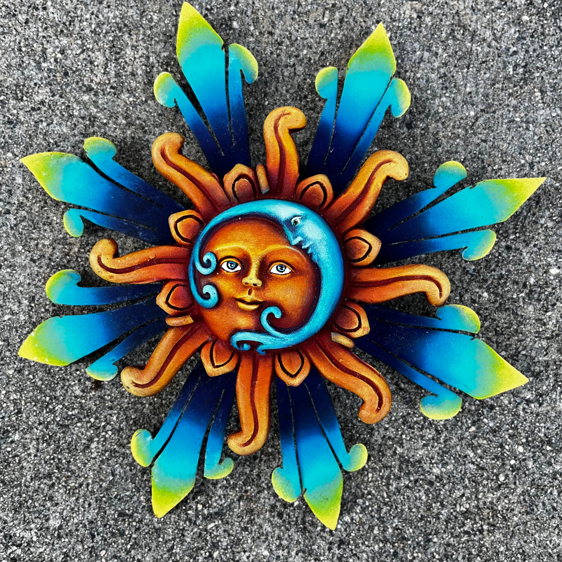 Sun with blue moon wall art